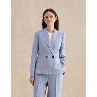HOBBS Pure Linen Collared Jacket Blue