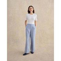 HOBBS Pure Linen Wide Leg Trousers Blue