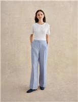 HOBBS Pure Linen Wide Leg Trousers Blue
