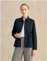 HOBBS Pure Cotton Collared Utility Jacket Navy
