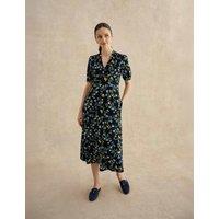 HOBBS Floral V-Neck Midi Tea Dress Navy Mix