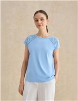 HOBBS Pure Cotton Broderie top Blue