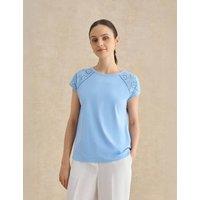 HOBBS Pure Cotton Broderie top Blue