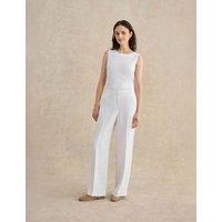 HOBBS Pure Linen Wide Leg Trousers White