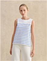 Pure Cotton Striped Button Detail Top