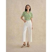 HOBBS High Waisted Wide Leg Cropped Jeans White