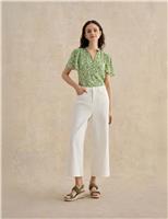 HOBBS High Waisted Wide Leg Cropped Jeans White