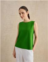 HOBBS Pure Cotton Button Detail Vest Top Green