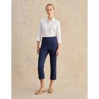 HOBBS Cotton Rich Tapered Cropped Trousers Navy