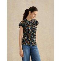 HOBBS Floral Angel Sleeve Top Navy Mix