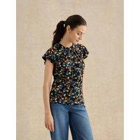 HOBBS Floral Angel Sleeve Top Navy Mix