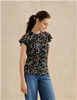 HOBBS Floral Angel Sleeve Top Navy Mix
