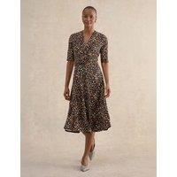 HOBBS Jersey Printed V-Neck Midi Skater Dress Multi