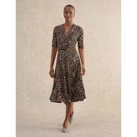HOBBS Jersey Printed V-Neck Midi Skater Dress Multi