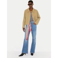 Jigsaw Pure Cotton Collared Cropped Trench Coat Beige