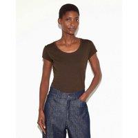Jigsaw Pure Cotton Scoop Neck T-Shirt Dark Brown
