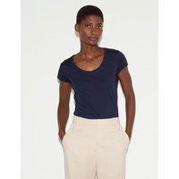 Jigsaw Pure Cotton Scoop Neck T-Shirt Navy