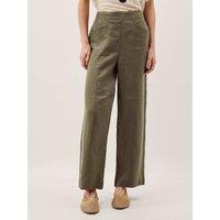 Monsoon Pure Linen Straight Leg Trousers Khaki