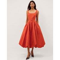 Monsoon Scoop Neck Midi Skater Dress Orange