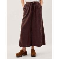 Monsoon Linen Rich Wide Leg Cropped Trousers Chocolate
