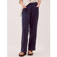 Monsoon Pure Linen Straight Leg Trousers Navy