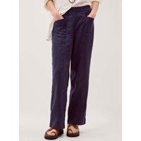Monsoon Pure Linen Straight Leg Trousers Navy