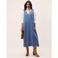 Monsoon Denim V-Neck Midi Swing Dress Blue