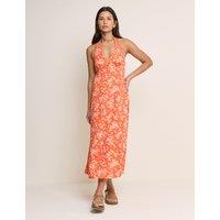 Nobody's Child Floral Halter Neck Midi Slip Dress Red Mix