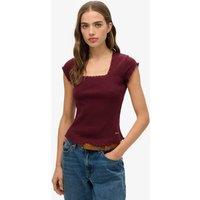 Superdry & Co Pure Cotton Ribbed Square Neck T-Shirt Red