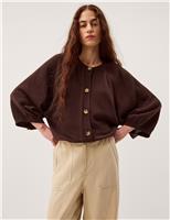 Cotton Rich Textured Crew Neck Cardigan