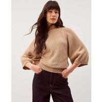 Monsoon Cotton Rich Wide Sleeve Jumper Brown