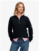 Pure Cotton Cable Knit Half Zip Jumper