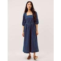 Monsoon Denim Square Neck Midi Skater Dress Indigo