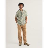 Seasalt Cornwall Regular Fit Pure Linen Floral Short Sleeve Shirt Green Mix