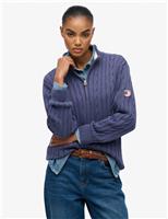 Pure Cotton Cable Knit Half Zip Jumper