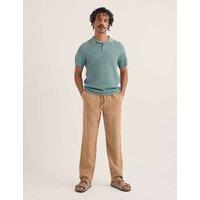 Seasalt Cornwall Pure Cotton Textured Knitted Polo Shirt Blue