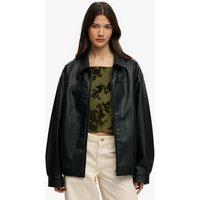 Superdry & Co Faux Leather Collared Bomber Jacket Black