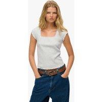 Superdry & Co Pure Cotton Ribbed Square Neck T-Shirt Light Grey