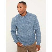 FatFace Cotton Blend Textured Crew Neck Jumper Blue
