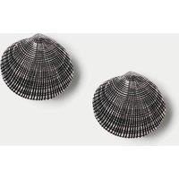 M&S Textured Shell Stud Earrings Black Mix