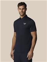 Castore Pique Striped Technical Stretch Polo Shirt Dark Navy