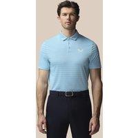 Castore Pique Striped Technical Stretch Polo Shirt Light Blue