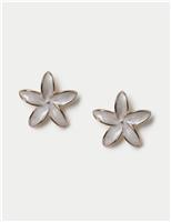 White Enamel Flower Stud Earrings