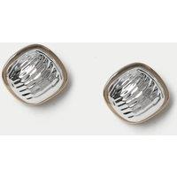 M&S Mixed Metal Textured Stud Earrings Silver Mix
