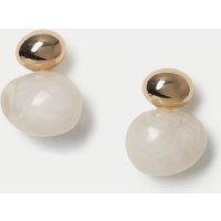 M&S Resin Mini Stud Earrings Cream