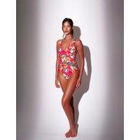 South Beach Tummy Control Printed Wired Wrap Swimsuit Multi