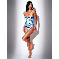South Beach Printed Padded Ring Detail Bandeau Swimsuit Multi