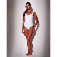 South Beach Broderie Padded Frill Strap Swimsuit White