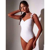 South Beach Broderie Padded Frill Strap Swimsuit White