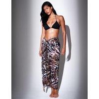 South Beach Animal Leopard Print Sarong Brown Mix